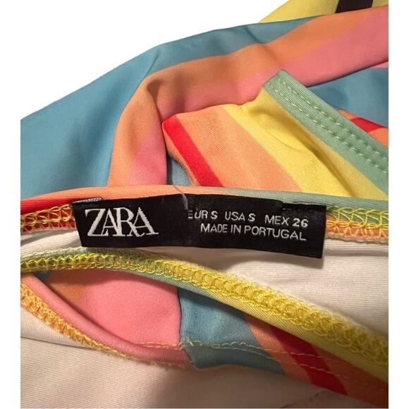 NEW ZARA ONE PIECE SWIM SUIT RAINBOW STRIPE SMALL - Picture 7 of 7